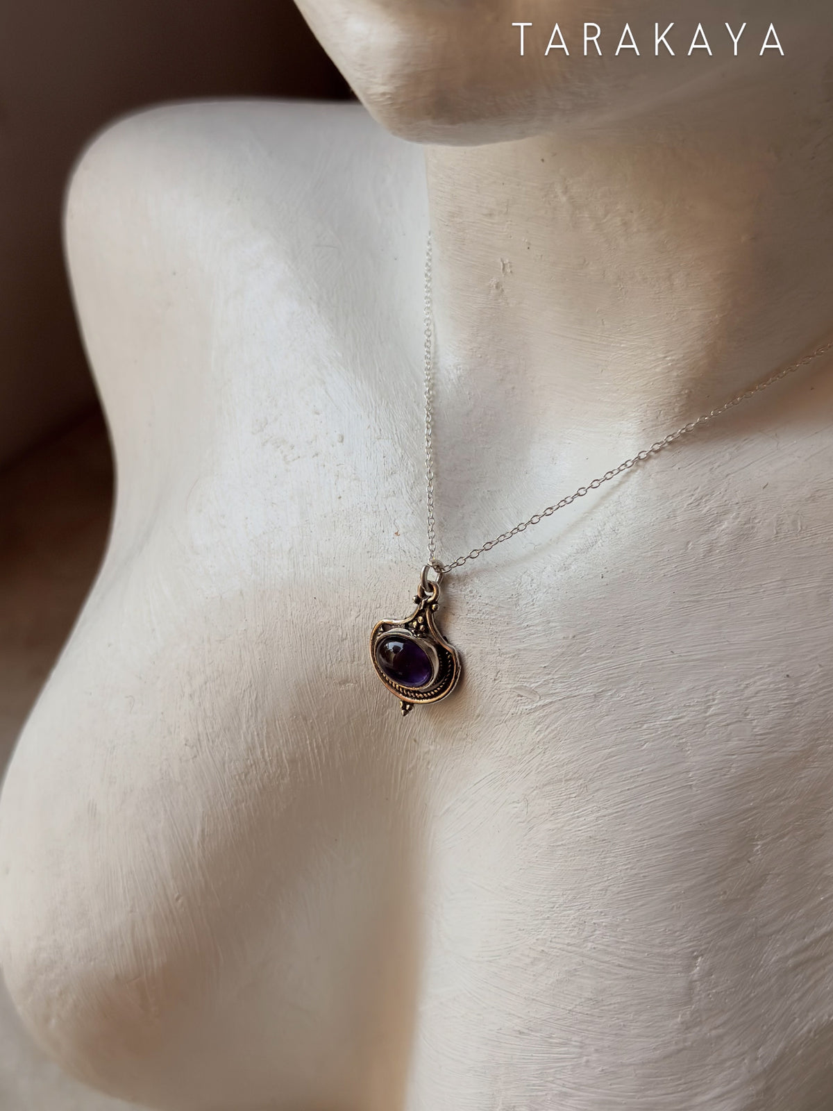 925 Sterling Silver Amethyst Boho Rawa Handcrafted Necklace