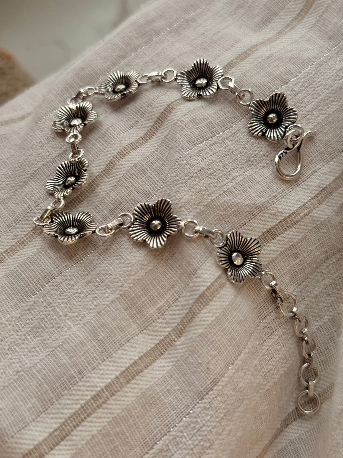 925 Sterling Silver Big Flower Bracelet