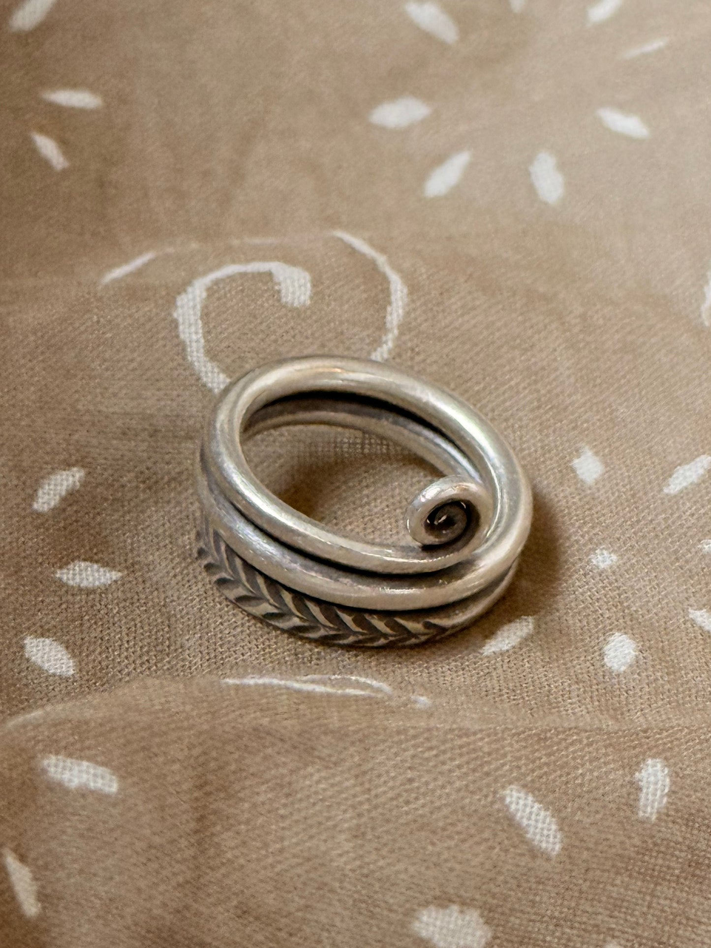 925 Sterling Silver Bohemian Hill Tribe Spiral Handcrafted Adjustable Ring
