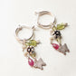Whimsical floral garden hoop earrings with removable gemstone charms
