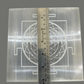 Large square selenite plate with Shree Yantra engraving