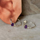 925 Sterling Silver Amethyst Cz Half Hoops Earrings