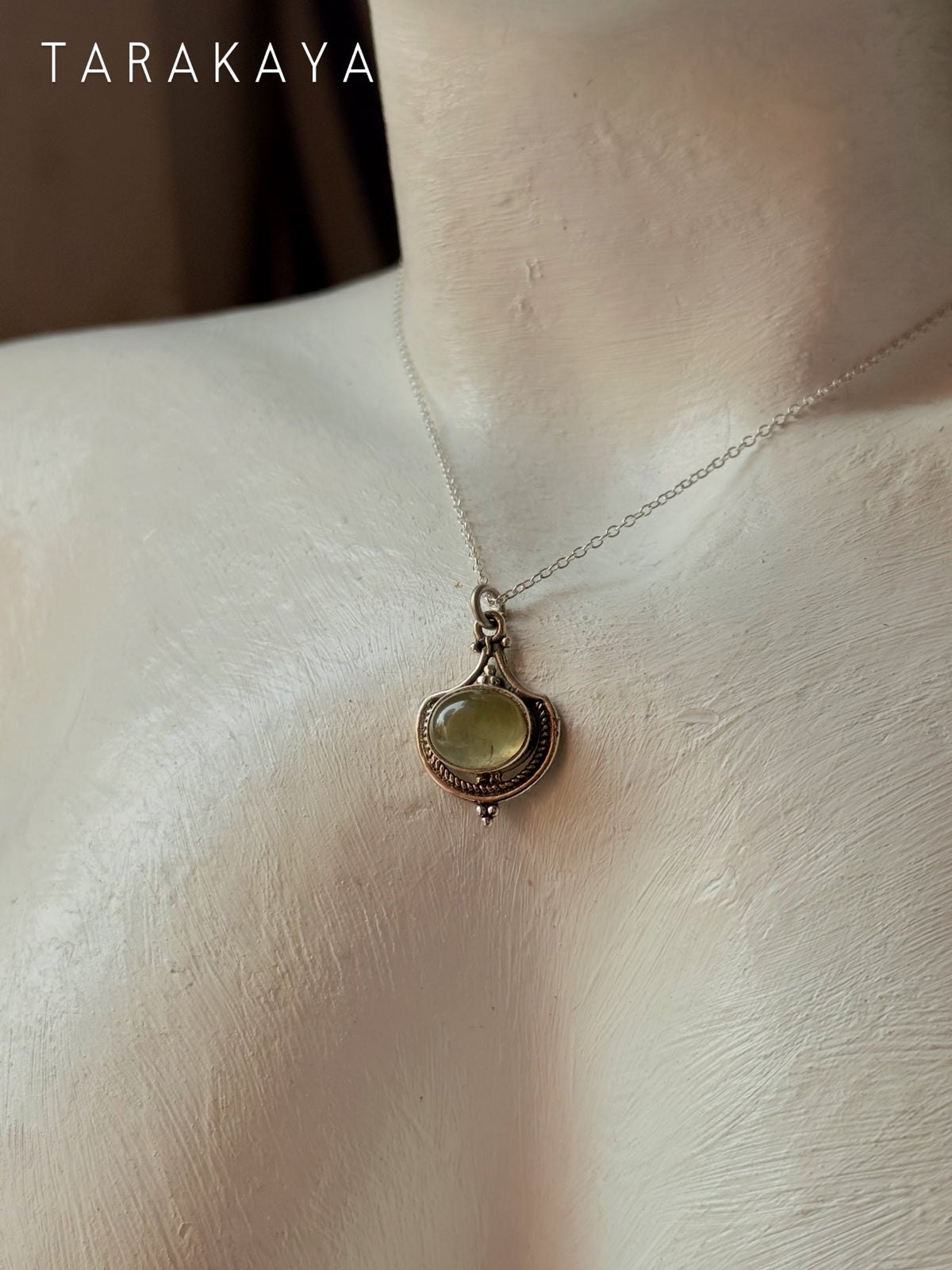 925 Sterling Silver Prehnite Boho Rawa Handcrafted Necklace