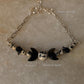 925 Sterling Silver Triple Goddess -Dalmatian Jasper, Black Onyx Moon & Black Tourmaline Chips Crystal Handcrafted Bracelet