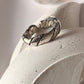 Elegant double design silver band unisex ring with sleek finish
