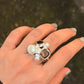 925 Sterling Silver Fresh Water Pearls & Smokey Quartz Cluster Statement Ring