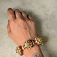 Ethnic 925 Sterling Silver Gold Plated Antique Moissanite Polki Pink Kundan Statement Bracelet 