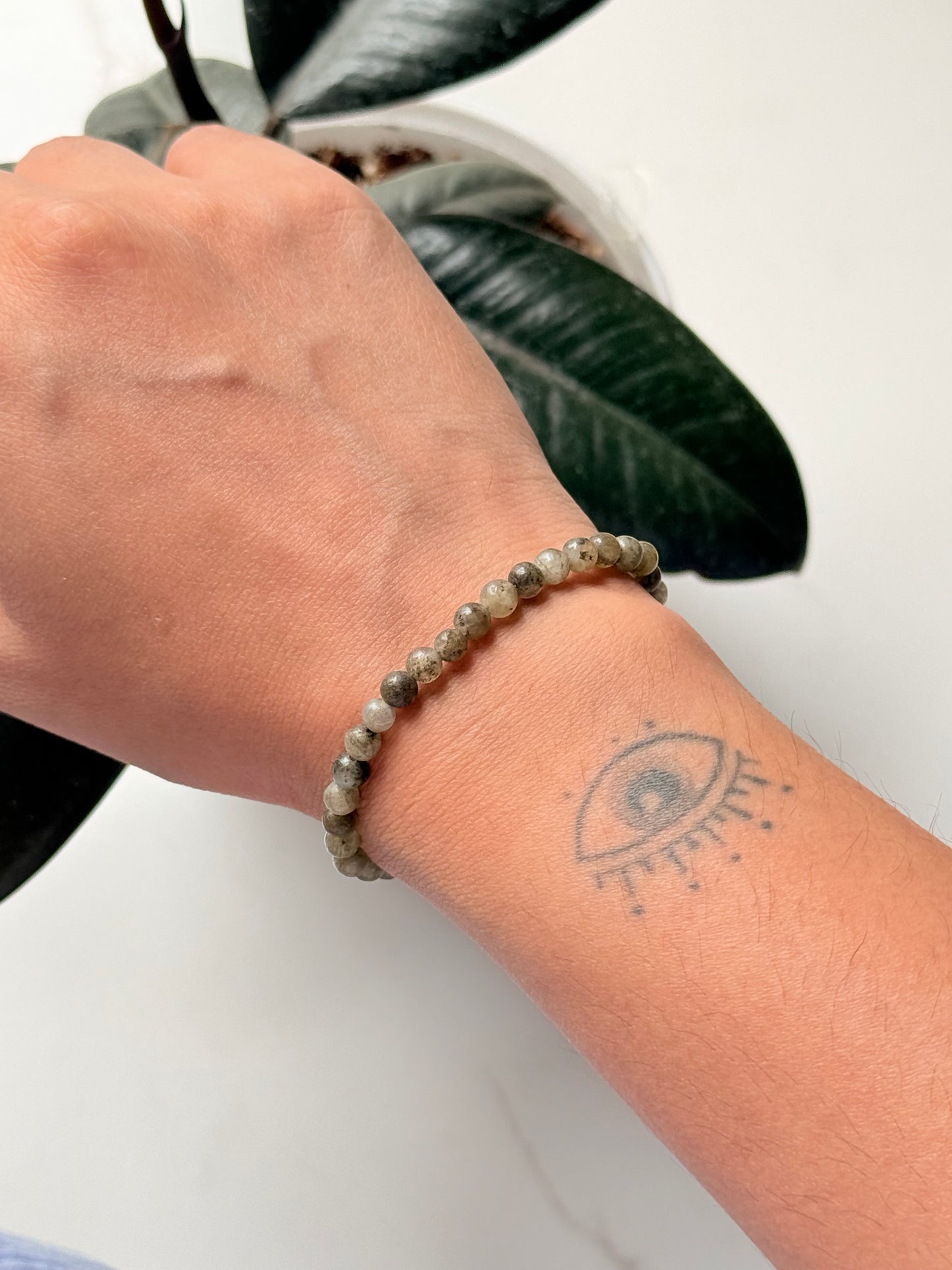 Natural Crystal Labradorite Bracelet 4MM