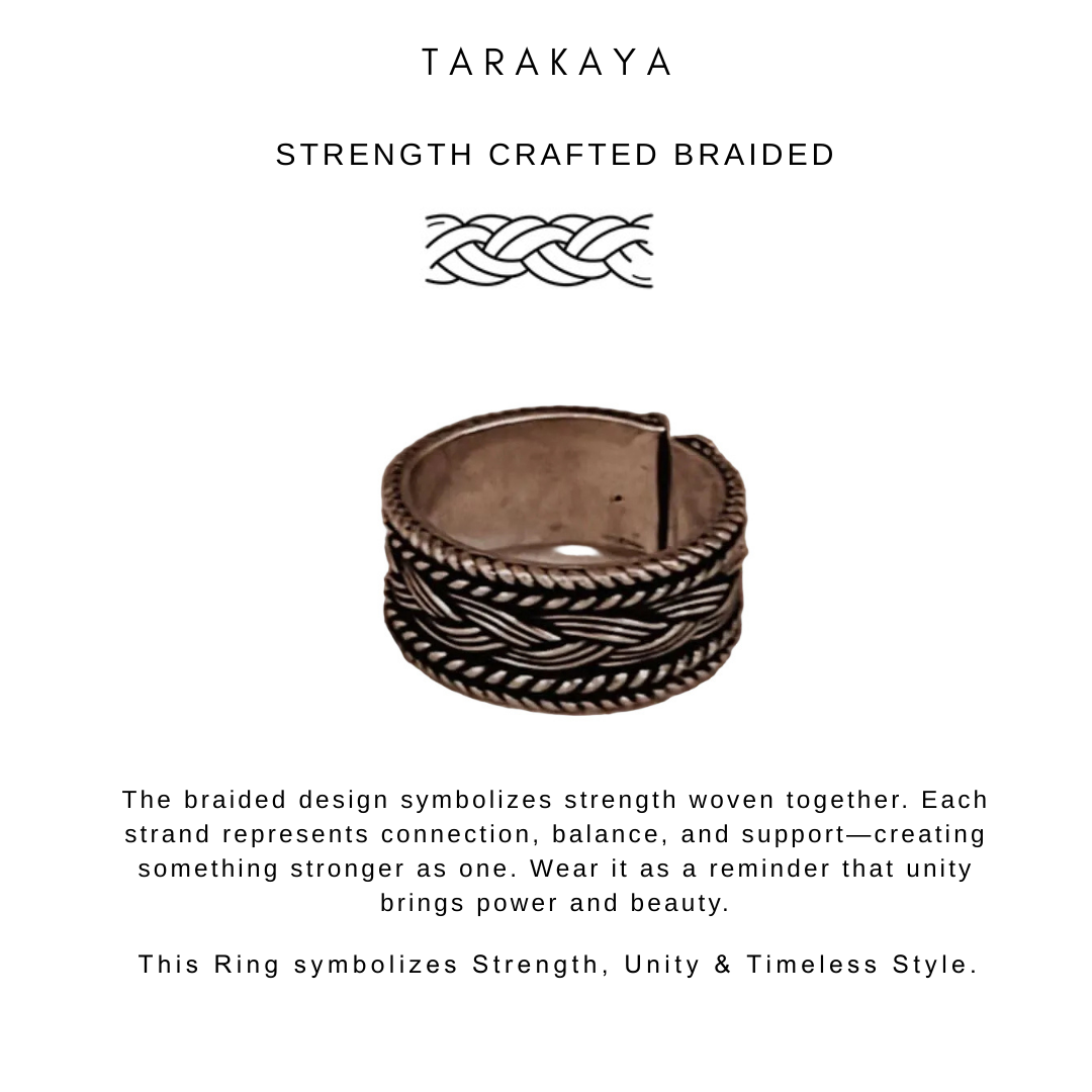 925 Sterling Silver Tribal Braided Boho Band Adjustable Ring