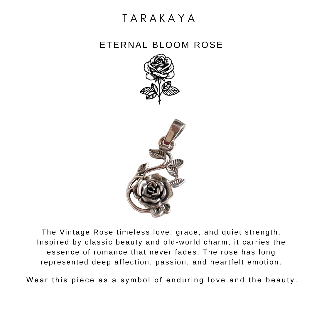 925 Sterling Silver Vintage Rose Pendant