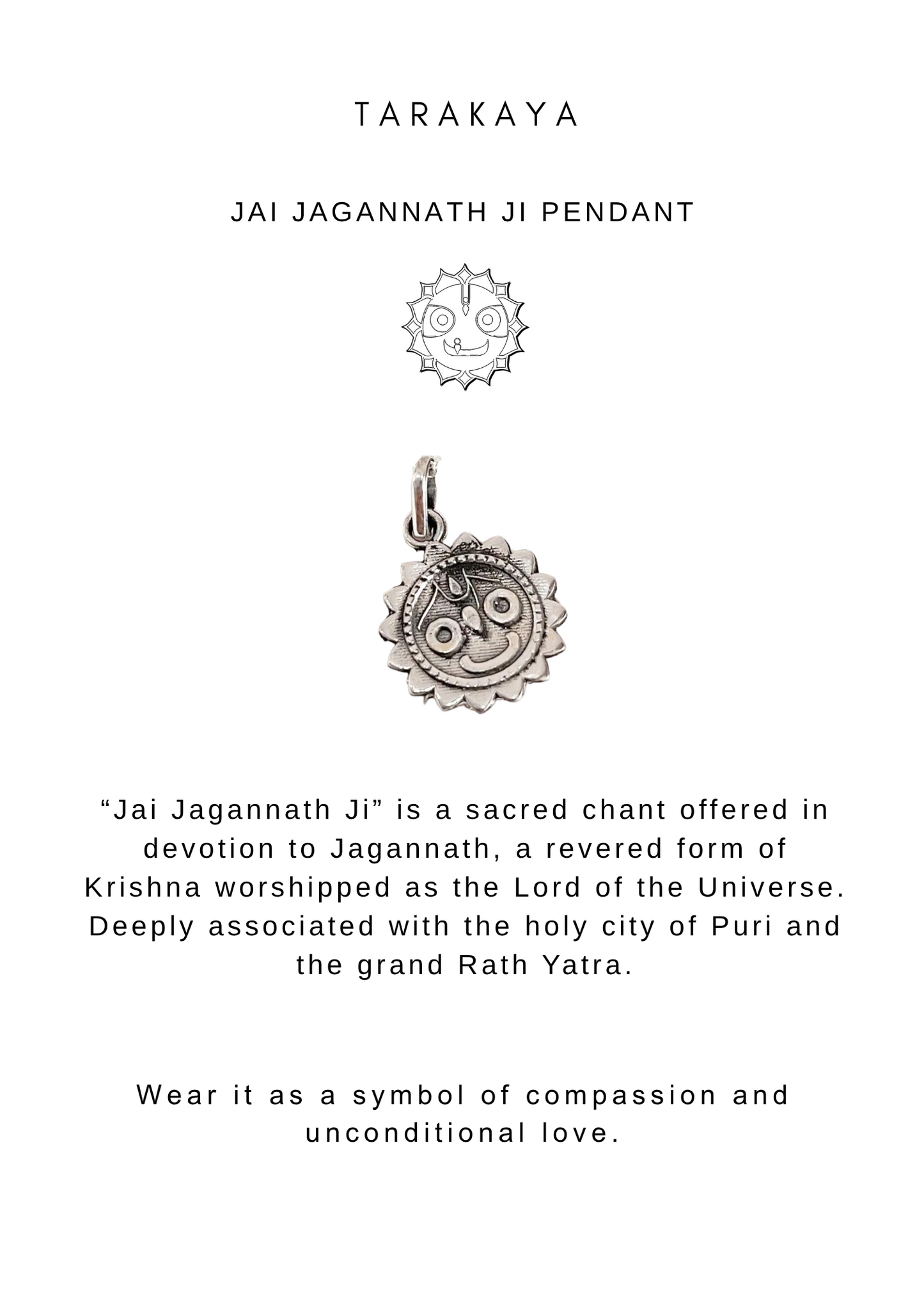 925 Sterling Silver Jai Jagannath Ji Pendant
