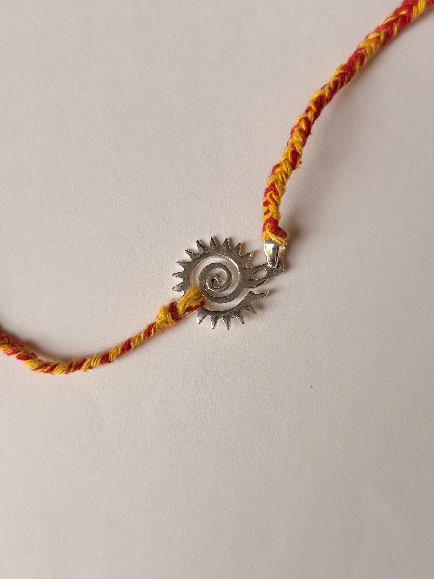 925 Sterling Silver Spiral Sun Reusable as Pendant Handcrafted Rakhi