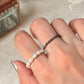 Natural Crystal Stretchy Fresh Water Pearl & Pyrite Rings
