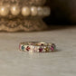 925 Sterling Silver Natural Multi Tourmaline Faceted Eternity White Band Ring