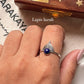 Lapis Lazuli Fan Boho Ring with Silver Band