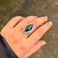 925 Sterling Silver Black Onyx Marquise Gothic Rustic Ring