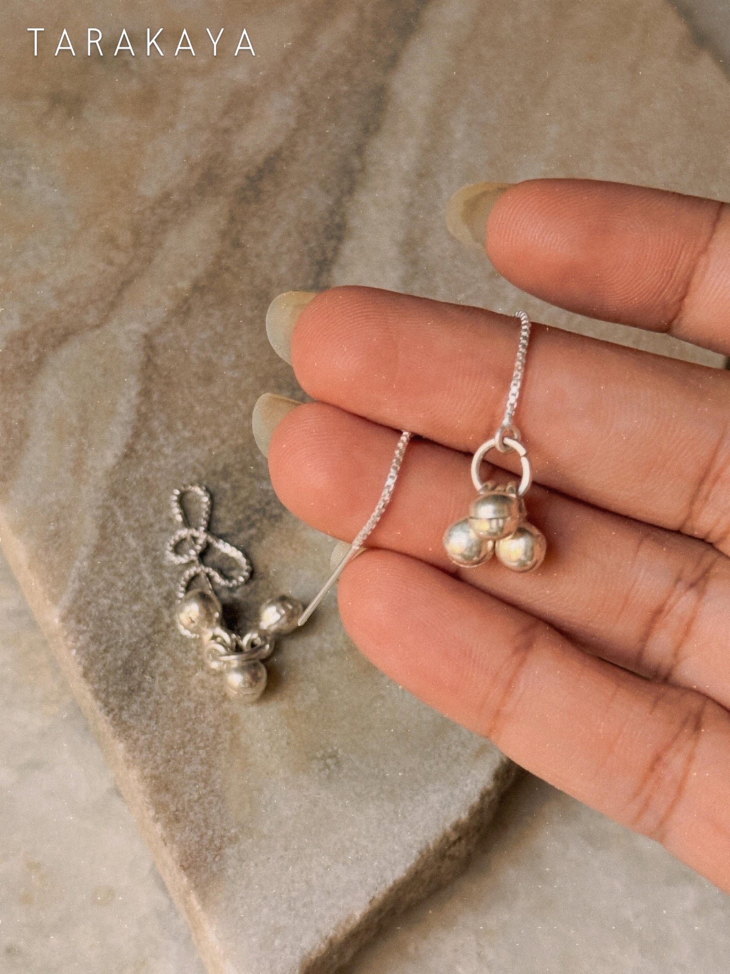 925 Sterling Silver Ghungroo Threader/ Sui Dhaga Earrings