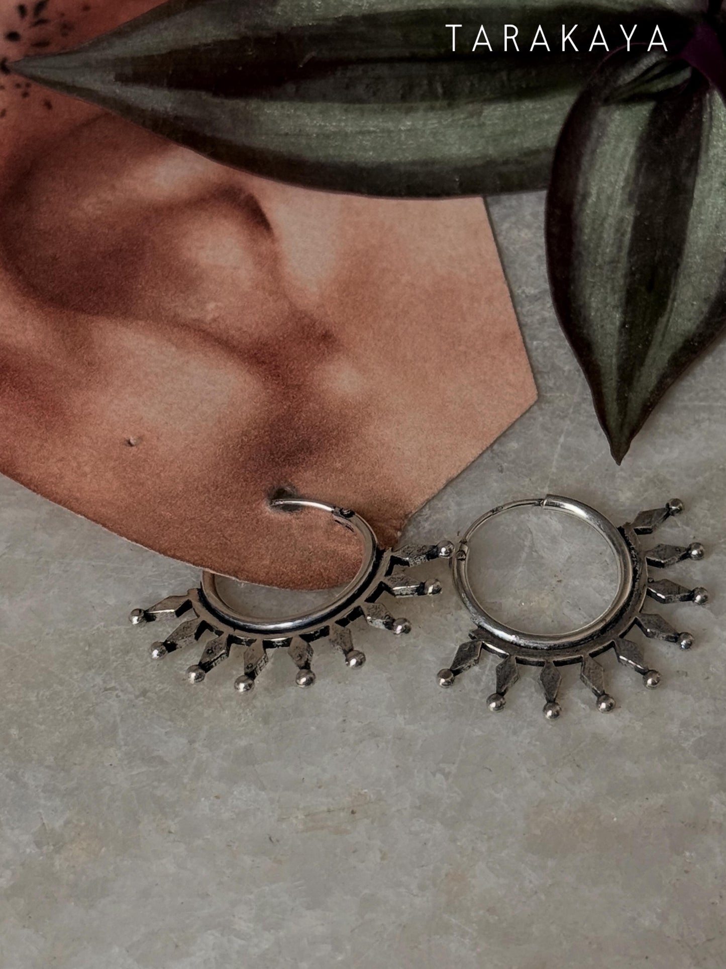 925 Sterling Silver Tribal Hoops Earrings- Tatvam