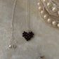 925 Sterling Silver Garnet Heart Beaded Wire Wrapped Handcrafted Love Necklace