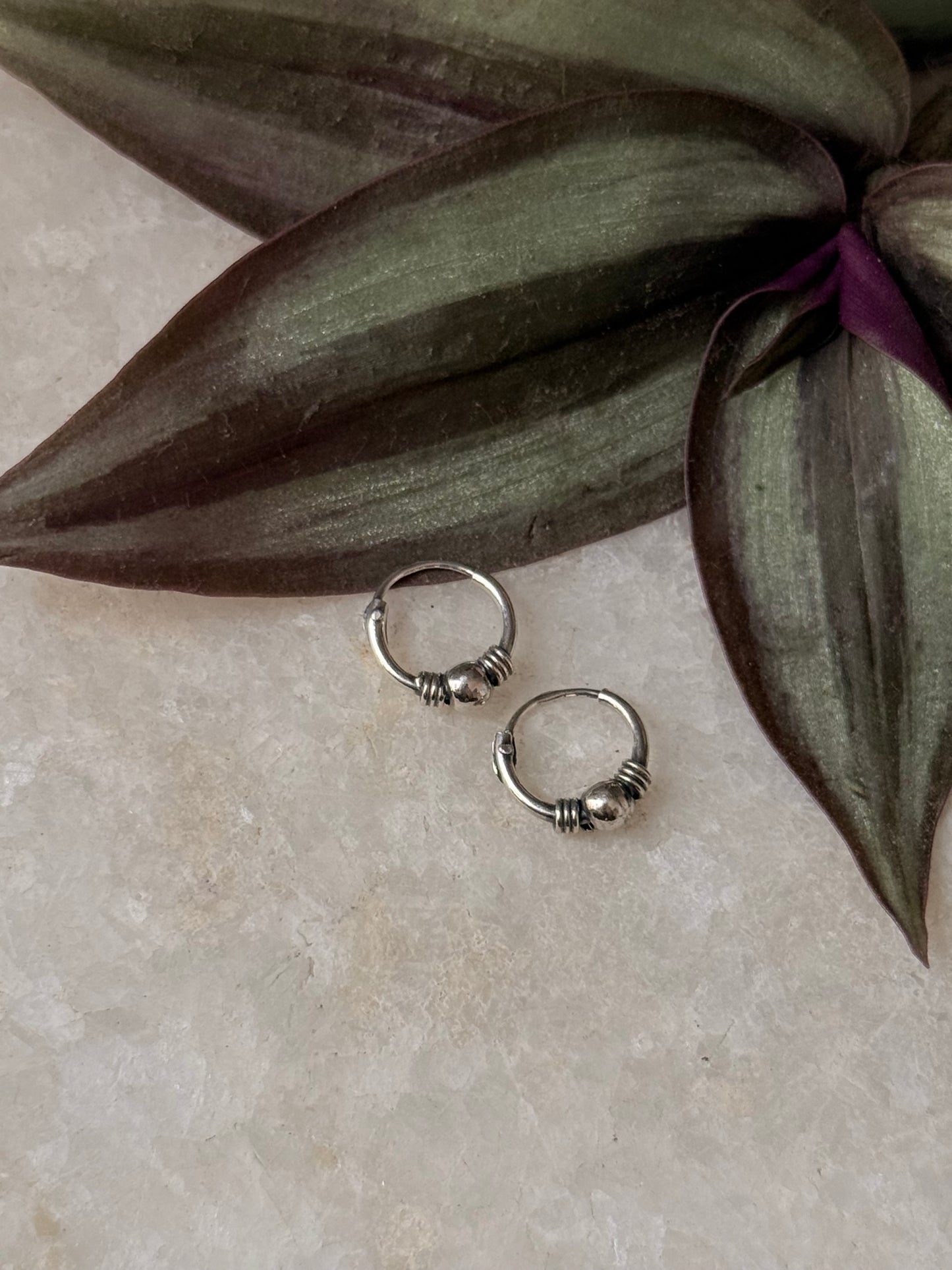 925 Sterling Silver Antique Tiny Second Piercing Hoops - design 4
