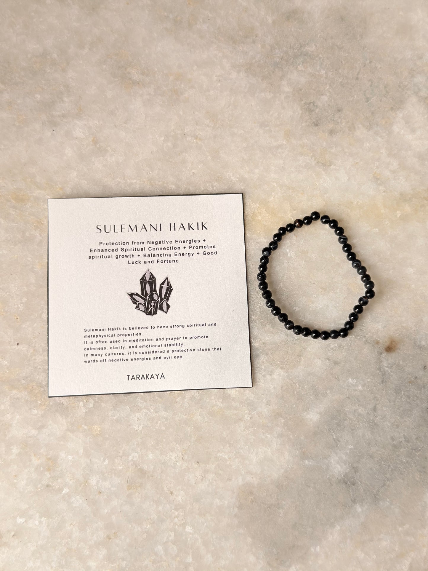 Natural Crystal Sulemani Hakik - Evil Eye 4mm Bracelet