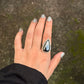925 Sterling Silver Hematite Pear Statement Ring