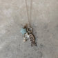 925 Sterling Silver Fish, Grey Moonstone Heart , Fresh Water Pearls and Aquamarine Star Necklace