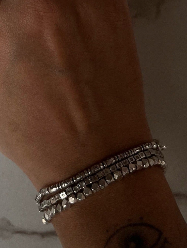 Handcrafted sterling silver statement stackable bracelet  