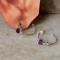925 Sterling Silver Amethyst Cz Half Hoops Earrings