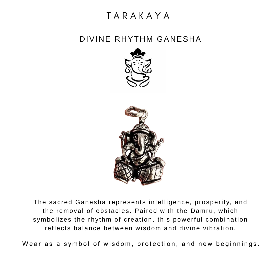 925 Sterling Silver Ganesh With Damru Pendant