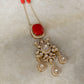 Coral and Antique Moissanite Polki Necklace in 925 Sterling Silver with Gold Plating