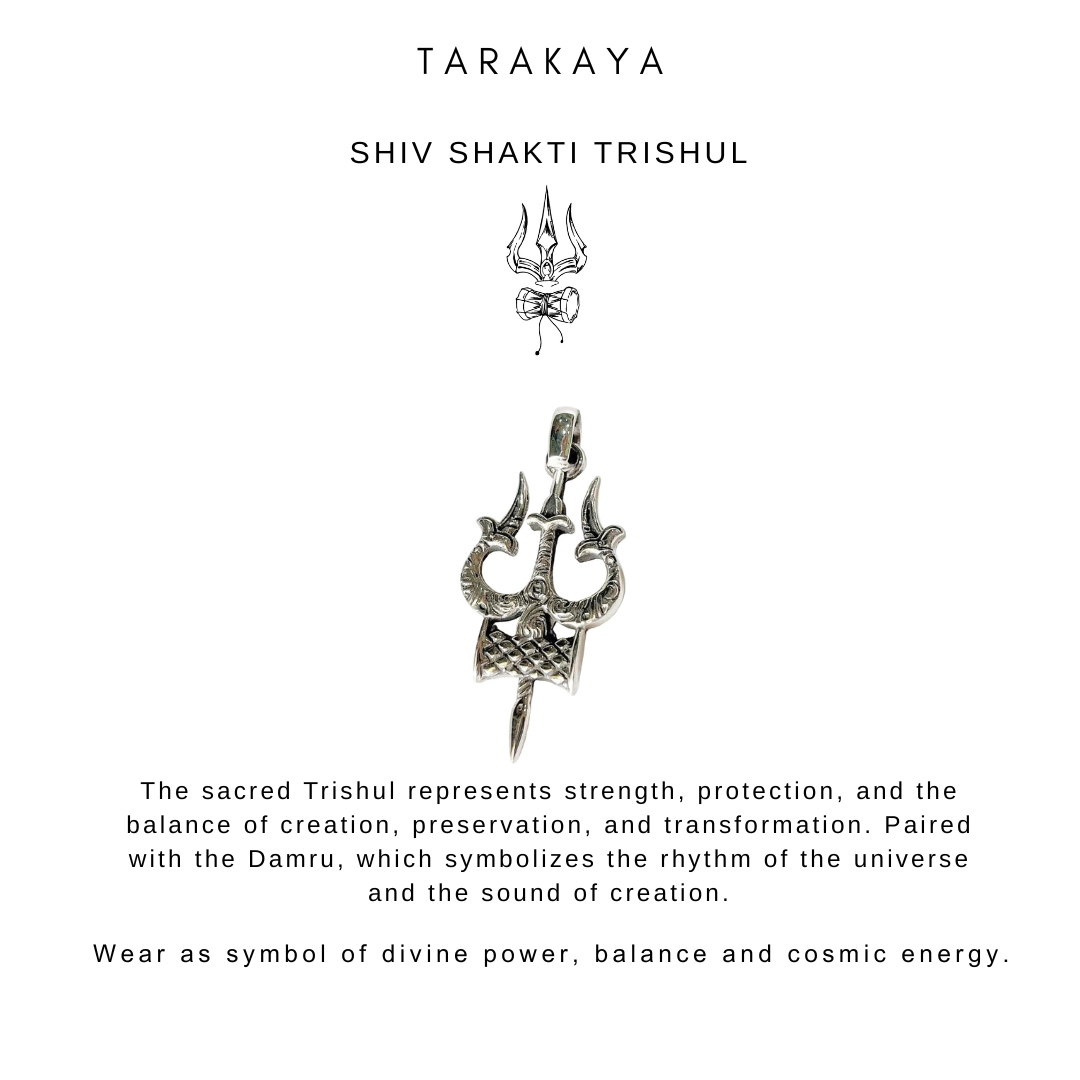 925 Sterling Silver Trishul Damru Big Pendant