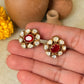 925 Sterling Silver Gold Plated Moissanite Polki Dyed Ruby Studs Earrings