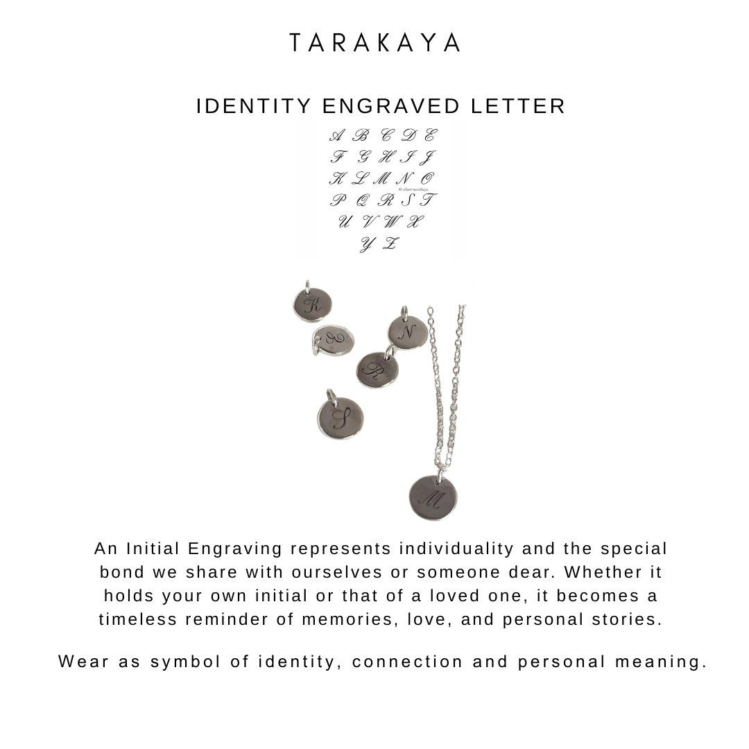 925 Sterling Silver Vintage Font Engraved Initial Charm / necklace