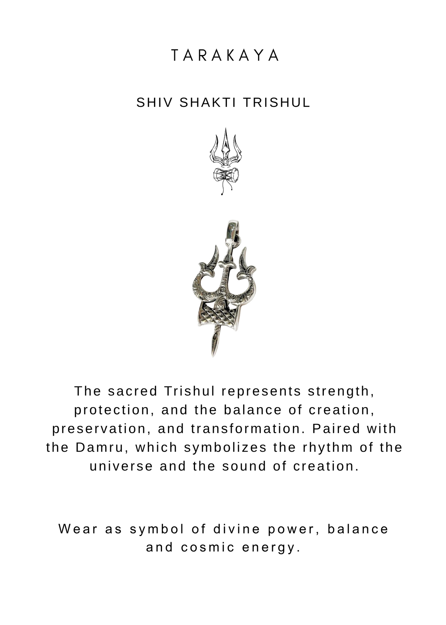 925 Sterling Silver Trishul Damru Big Pendant