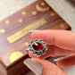 925 Sterling Silver Garnet Oval Flower Boho Ring
