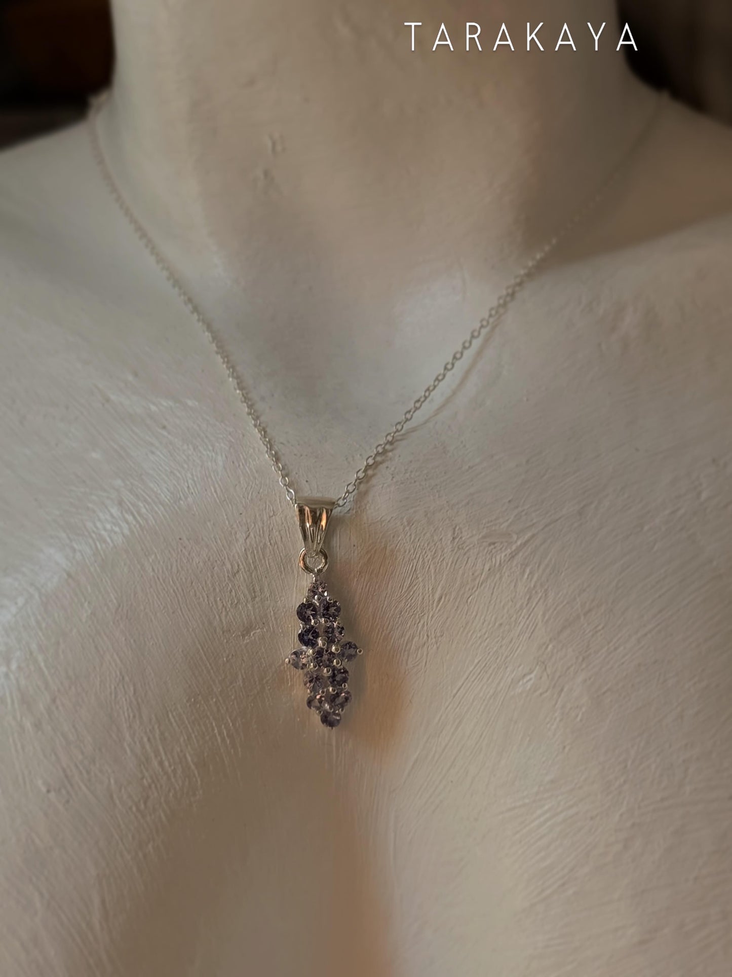 925 Sterling Silver Tanzanite long Flower Statement Pendant