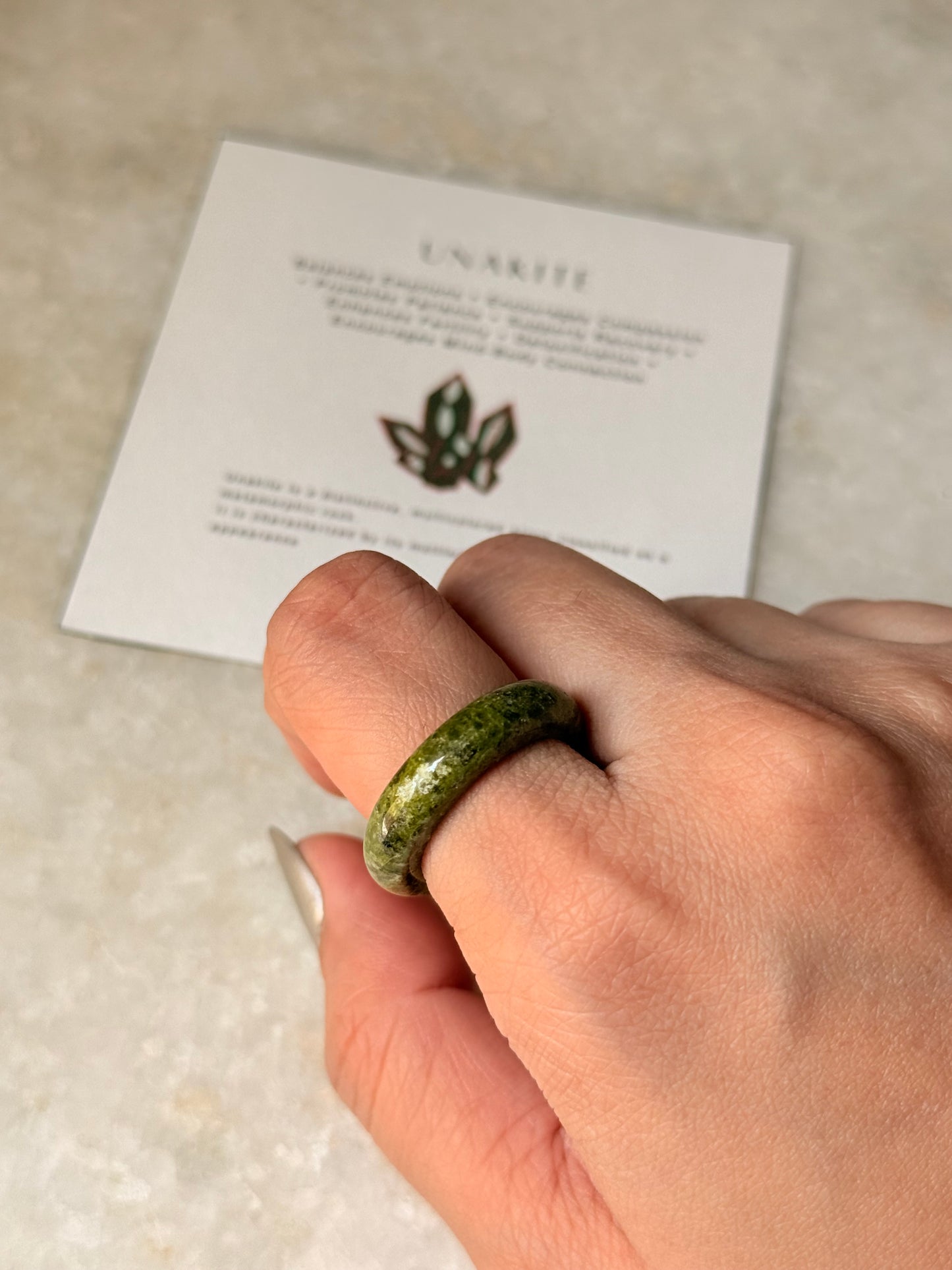 Natural Crystal Unakite Band Ring