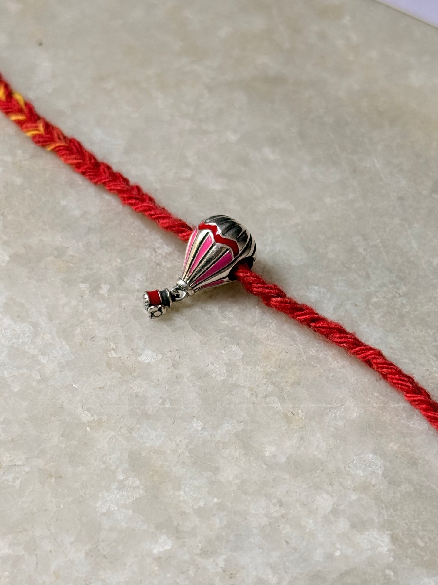 925 Sterling Silver Hot Air Balloon Charm - Reusable as Pendant / Bracelet Charm Handcrafted Rakhi