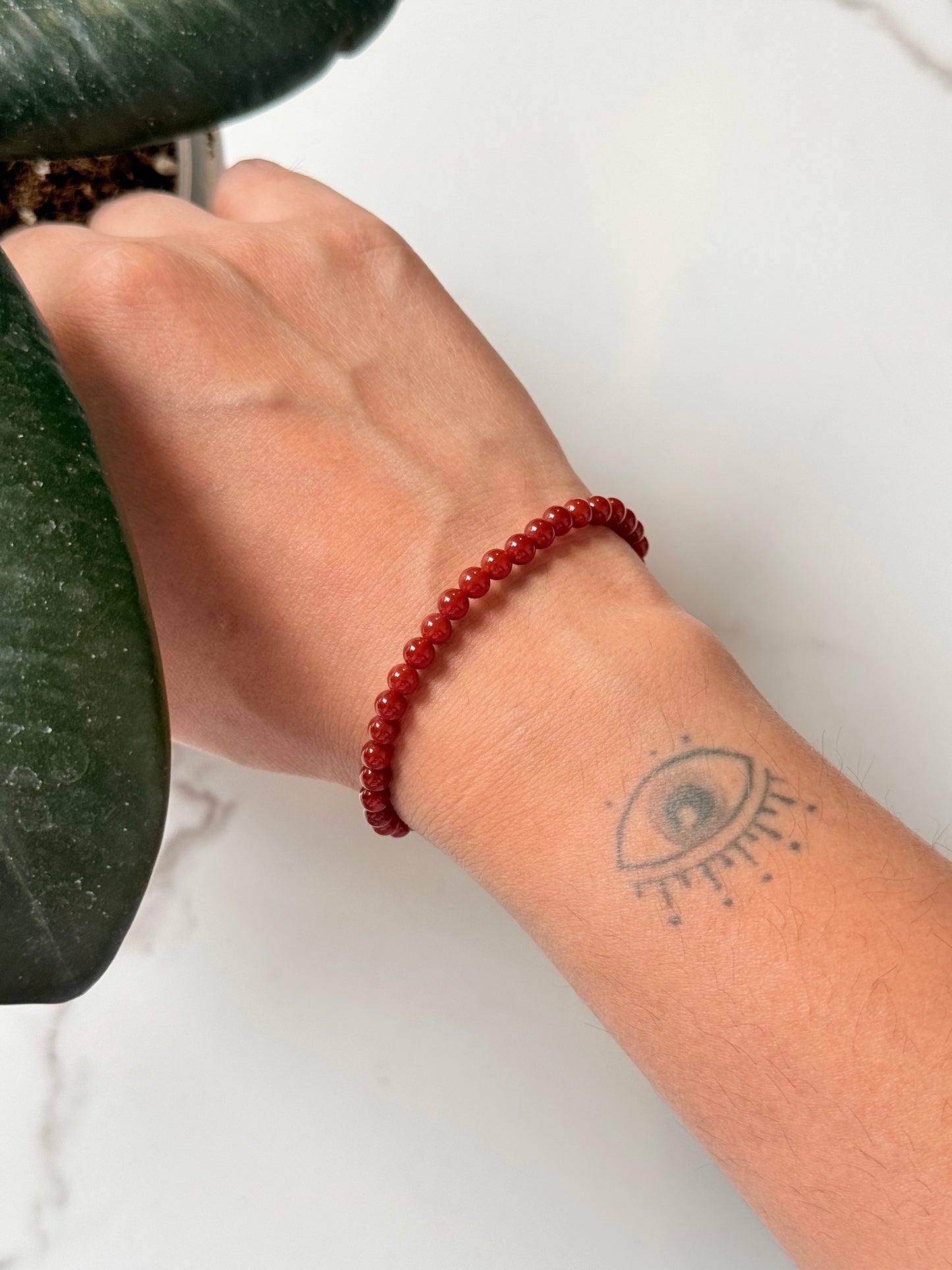 Natural Crystal Carnelian 4mm Bracelet