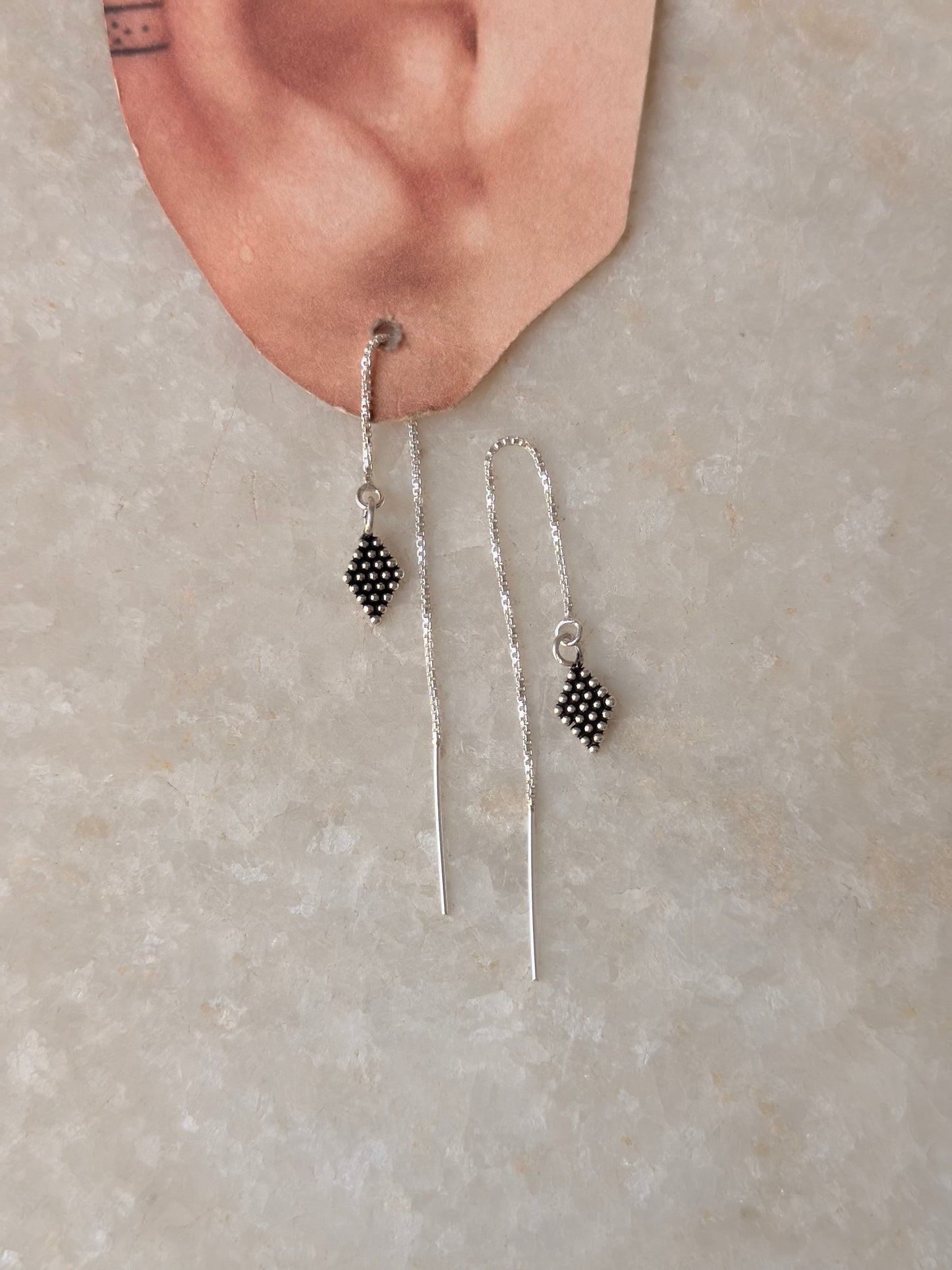 925 Sterling Silver Tribal Rawa Handcrafted Threader/Sui Dhaga Earring