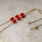 925 Sterling Silver Gold Plated Coral and Antique Moissanite Polki Statement Necklace