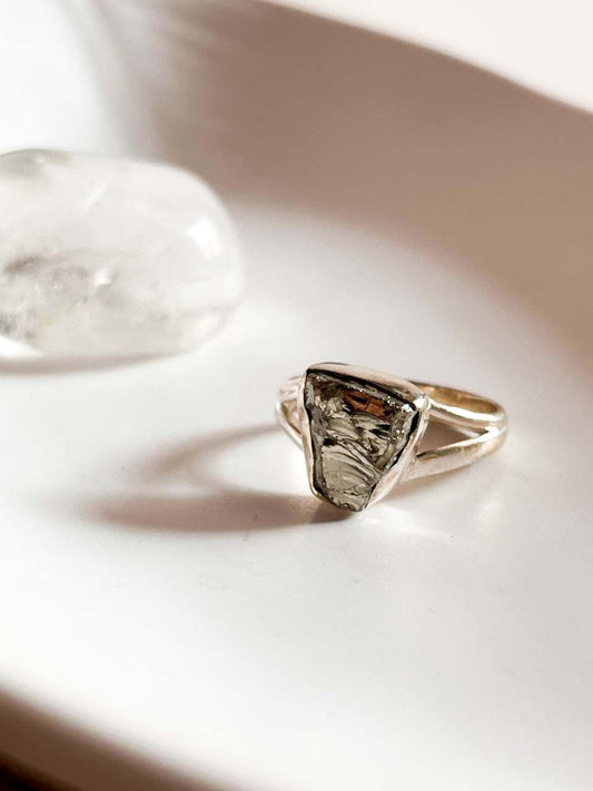Pyrite Raw Uncut Silver Ring