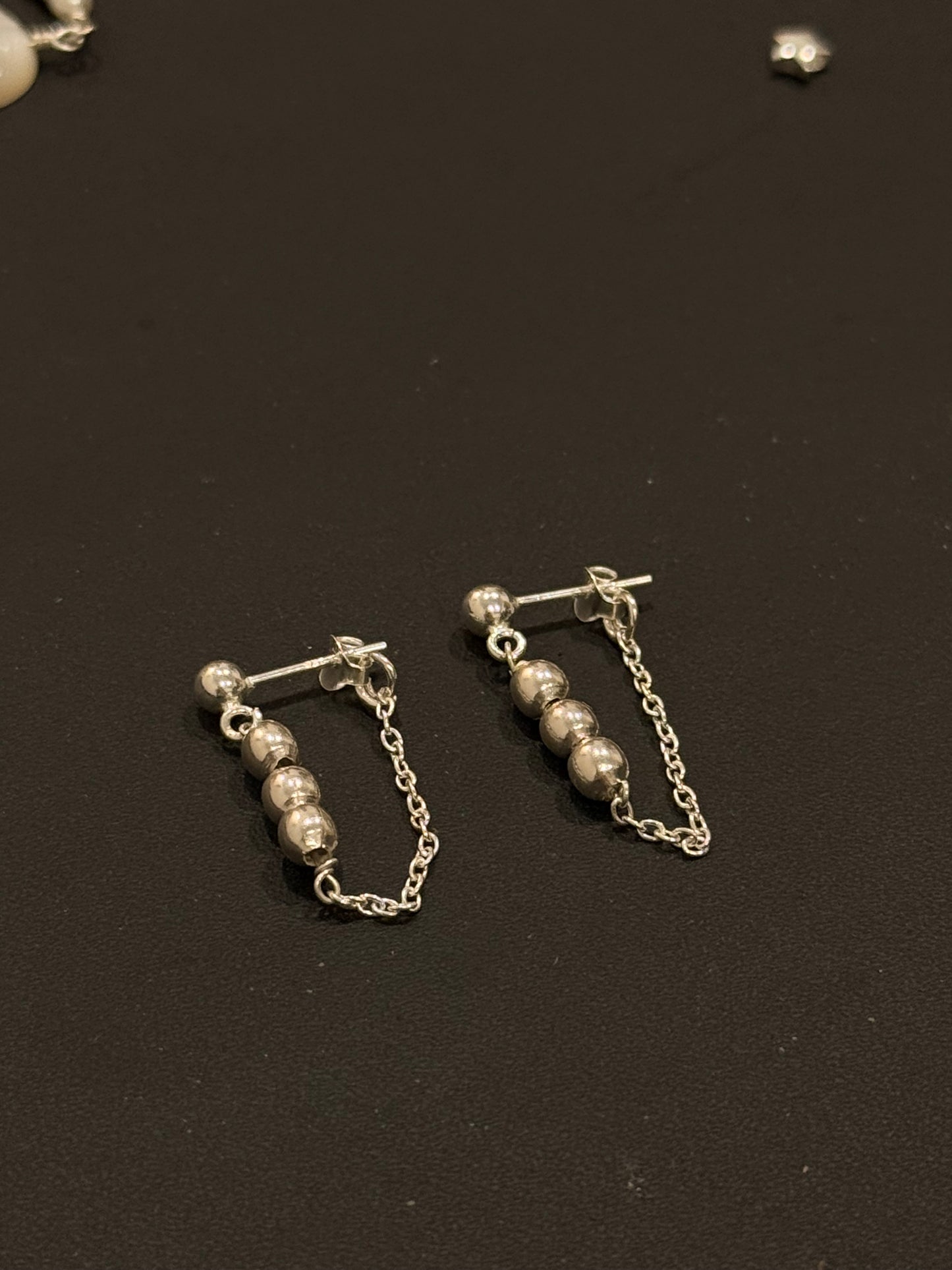 925 Sterling Silver 5mm Pure Silver Beads Chain Connector Studs