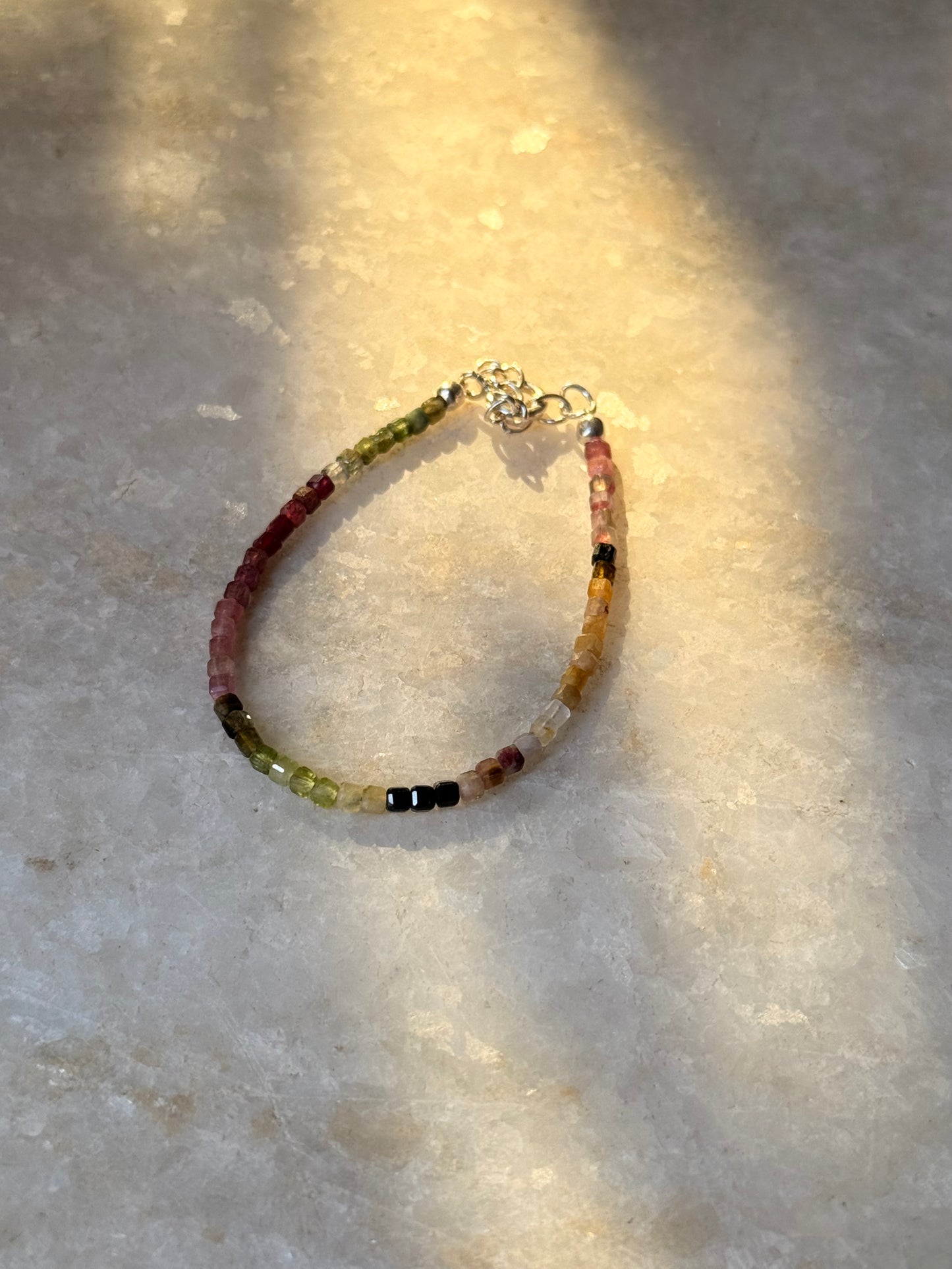 Multi Tourmaline 2mm Box 925 Sterling Silver Bracelet