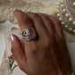 Rose Quartz Statement Twig textured Band 925 Sterling Silver Ring