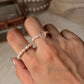 Natural Crystal Stretchy Fresh Water Pearls & Rose Quartz Round Rings