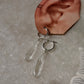 925 Sterling Silver Clear Quartz Drop Carved Charm Italian Hoops Handcrafted