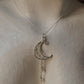 925 Sterling Silver Fresh Water Pearls Chain Moon Wire Wrapped Handcrafted Necklace