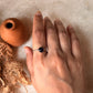 Amethyst Round Tribal Engraved Adjustable 925 Sterling Silver Ring